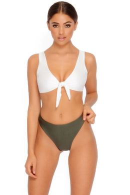 Forget Me Knot Tie Front Bikini Top in White