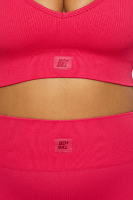 Short Sleeve Crop Top in Hot Pink