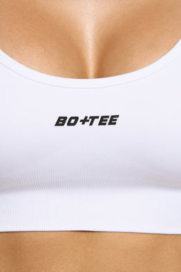 close up of Seamless Strappy Sports Bra in White