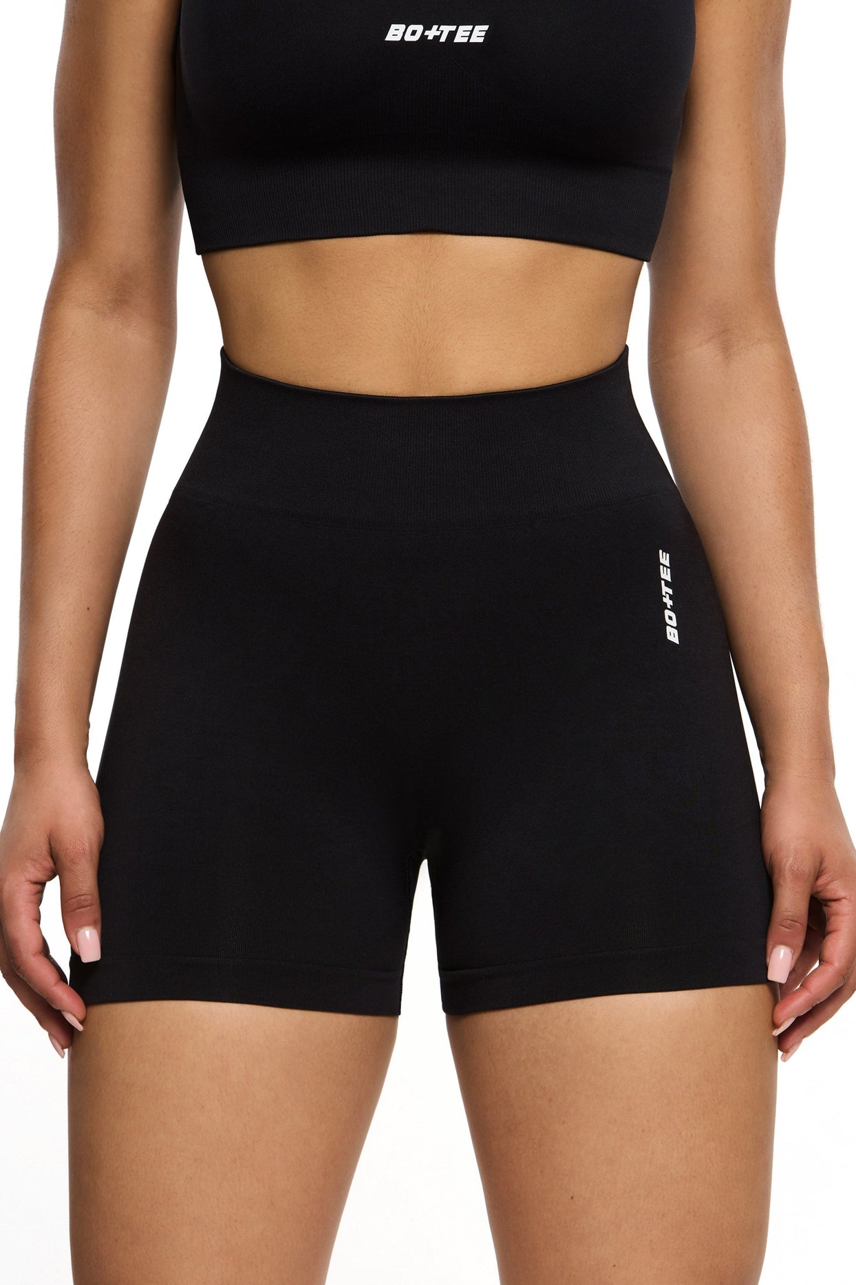 Invigorate Seamless High Waist Mini Shorts in Black