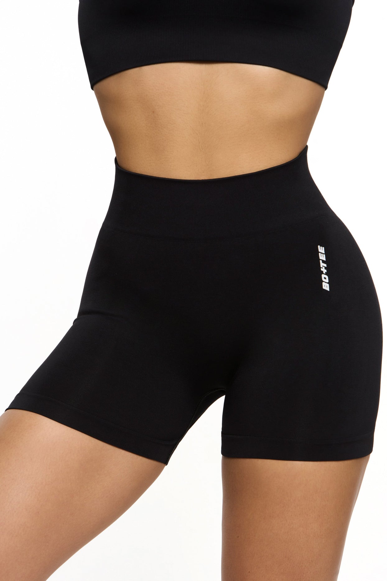 Seamless High Waist Mini Shorts in Black