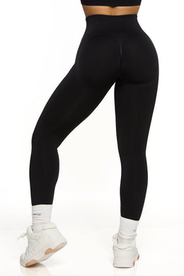 Back  view of high waisted sports leggings in black