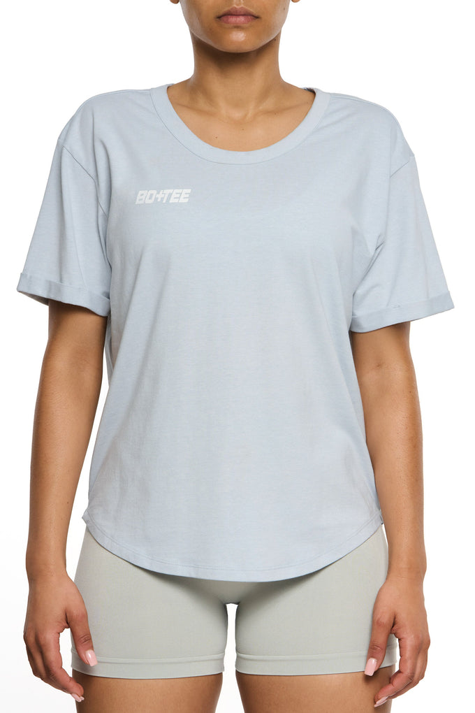 front view of rest day oversized tshirt in grey