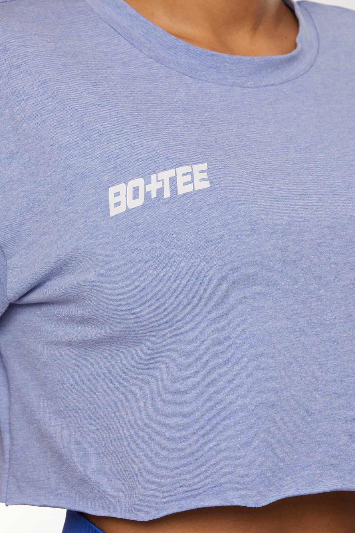 Close up of front BO+TEE logo on chest