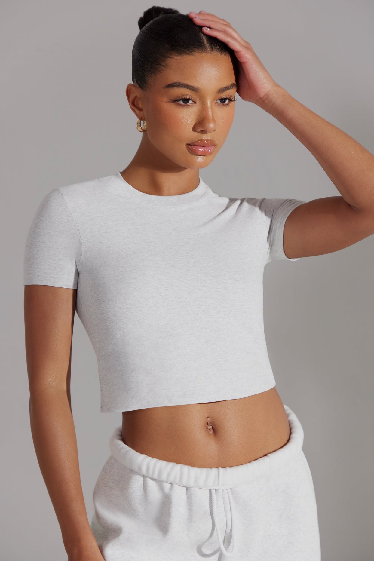 Essence Cap Sleeve Baby Tee in Heather Grey | Oh Polly