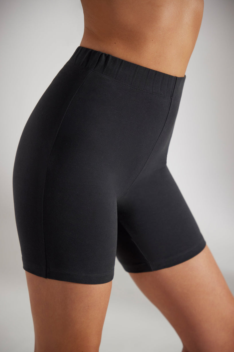 Soft Cotton Biker Shorts in Black - 1