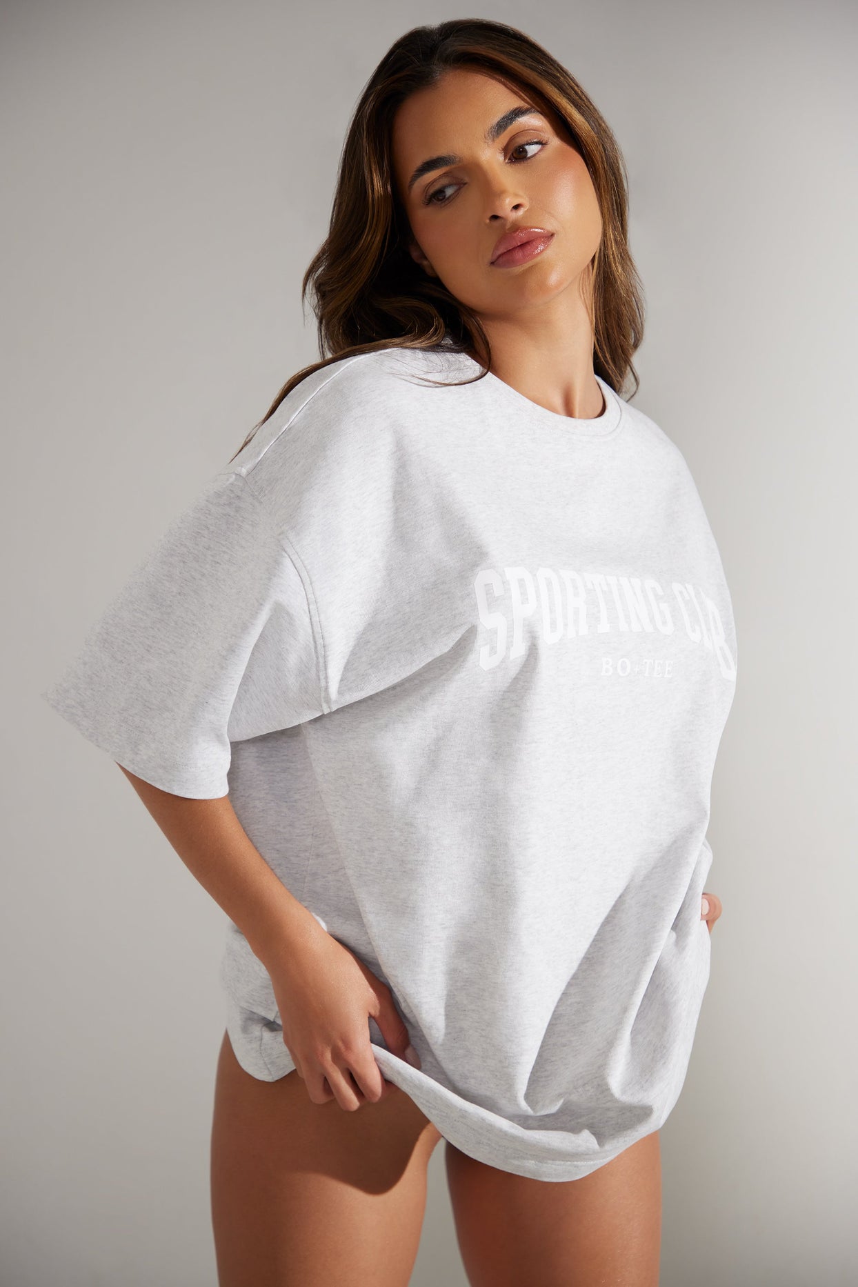 Oversized Short Sleeve T-Shirt in Heather Grey