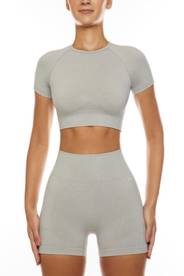Seamless Backless Crop Top in Grey
