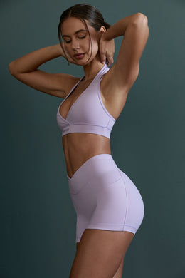 Wrap Over Mini Shorts with Pockets in Lilac