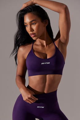 Scoop Neck Multi Strap Sports Bra in Purple
