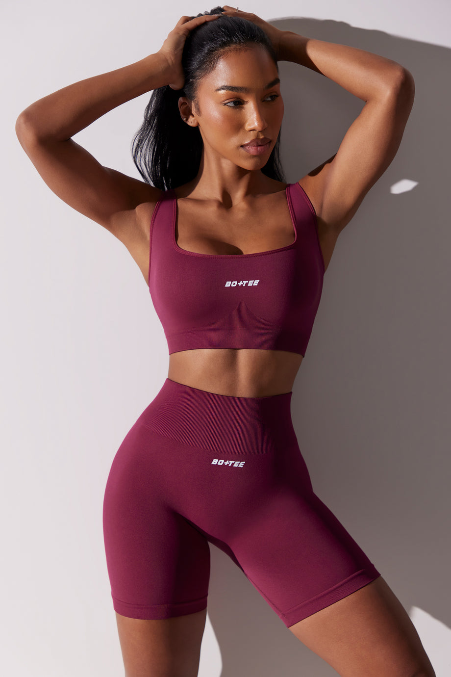 High Waist Super Sculpt Biker Shorts in Plum - 1