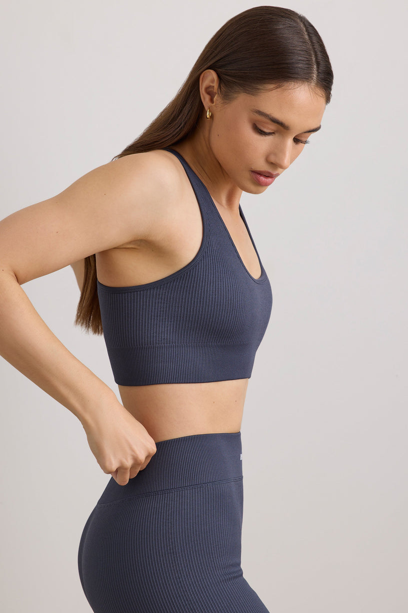 FlexiRib Racerback Sports Bra in Indigo Slate - 2