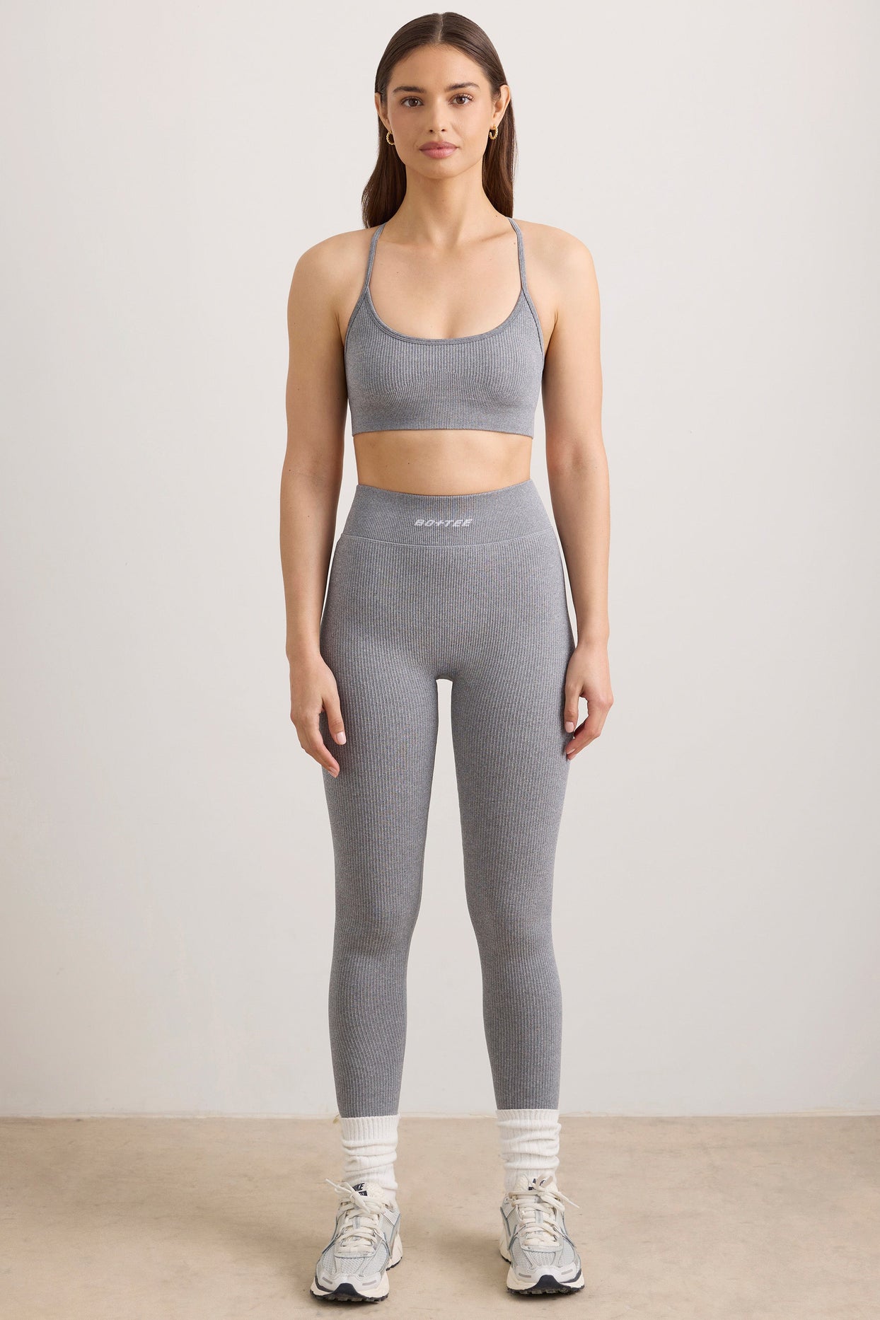 Leggings FlexiRib de cintura alta en gris melange