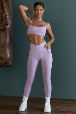 High Waist Wrap Over Leggings in Lilac