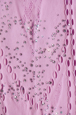 Minivestido con cuello halter adornado en rosa violeta