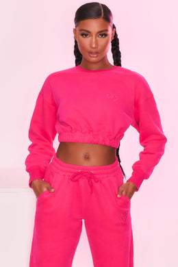 Cropped Sweatshirt in Hot Pink