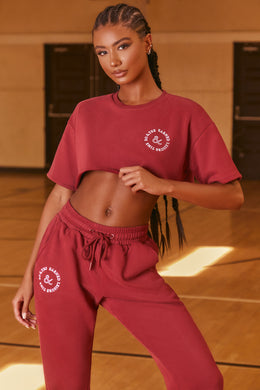 Cropped Oversized T-Shirt in Burgundy