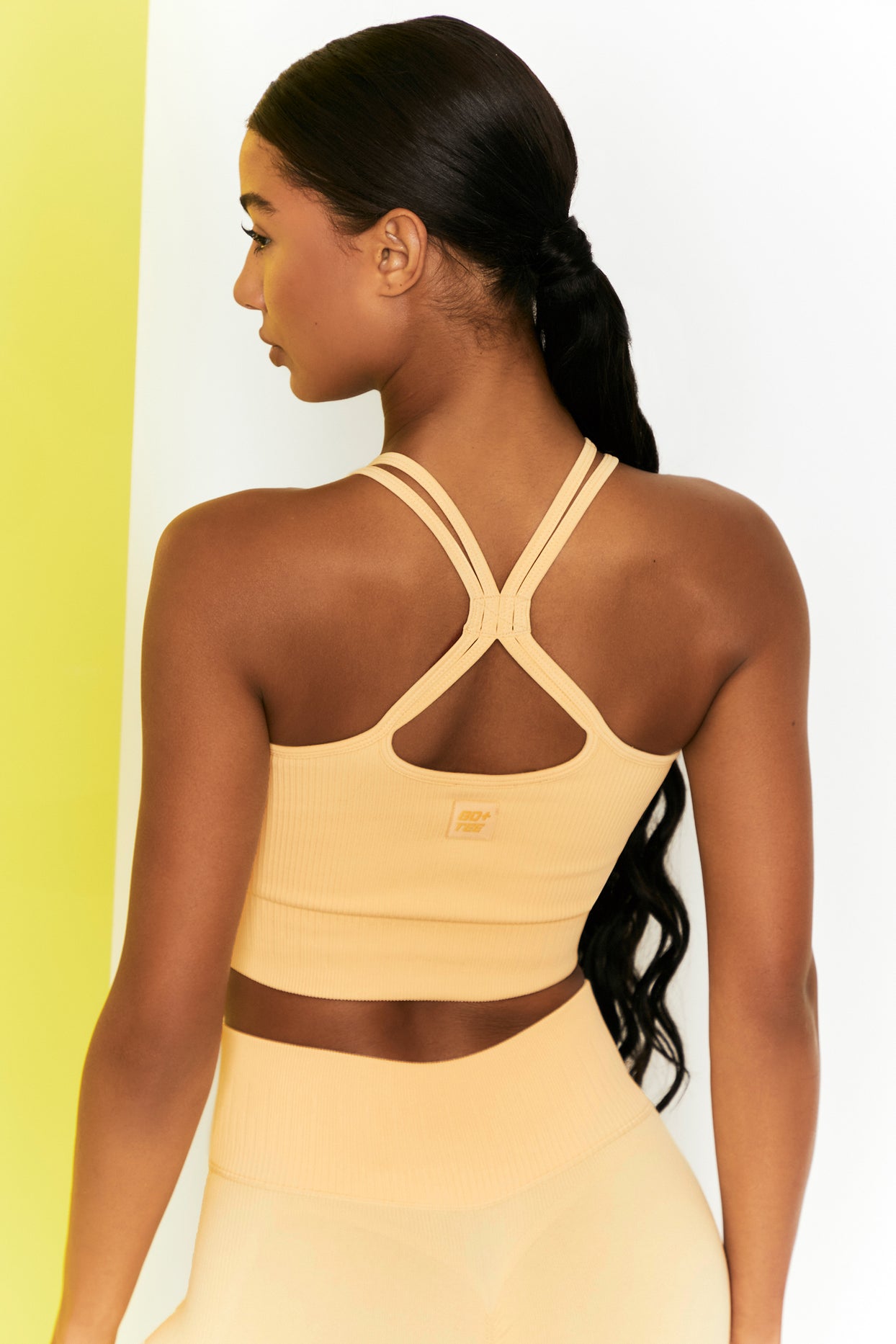 Feel Your Power Ribbed Racer Crop Top in Yellow