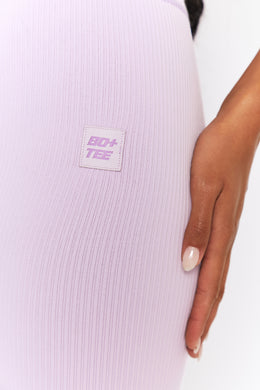 Long Distance Ribbed Tie Front Cycling Shorts in Lilac