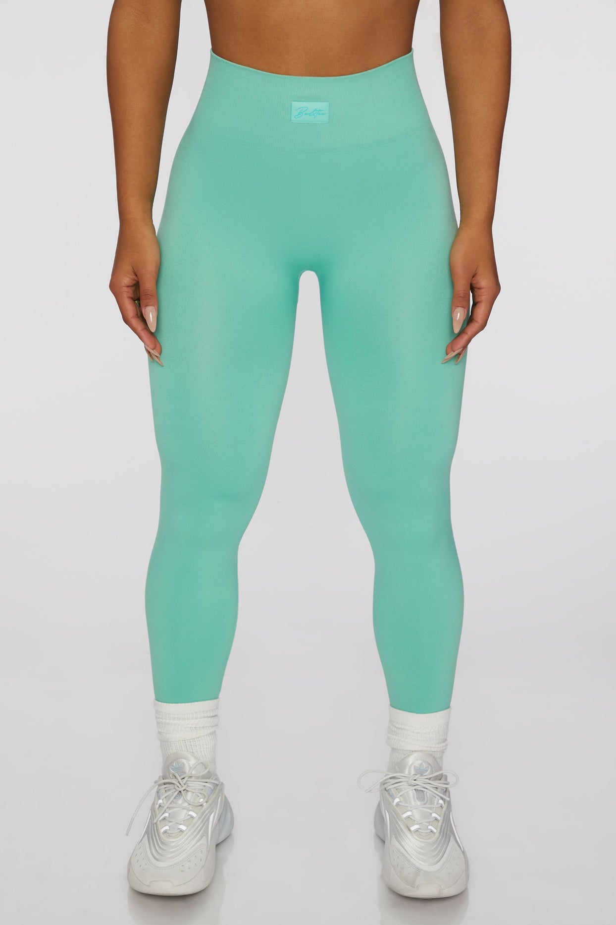 Energetic Petite Seamless High Waisted Leggings in Turquoise