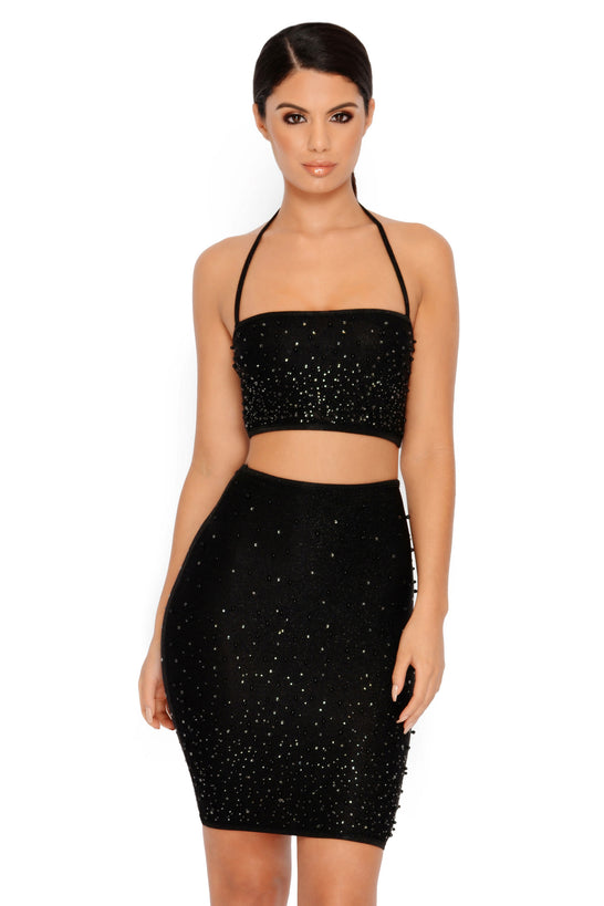 Play By The Jewels Embellished Skirt in Black