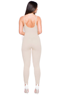 Middle Of Nowhere Bodycon Jumpsuit in Stone