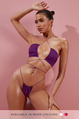 Ruched Bikini Bottoms in Purple