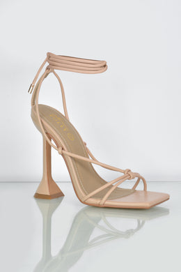 Lace It Up Strappy Lace Up Heels in Nude