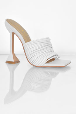 Through The Wire Multi Strap Mule Heels in White